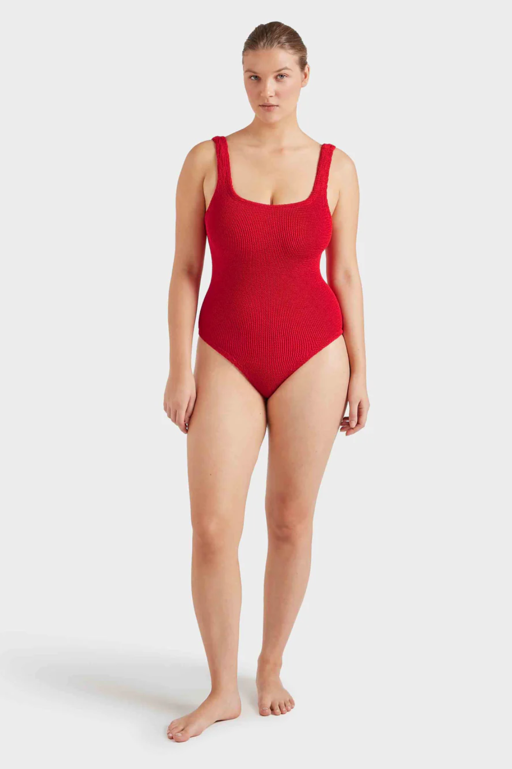 Load image into Gallery viewer, Coverage Square Neck Swim Red
