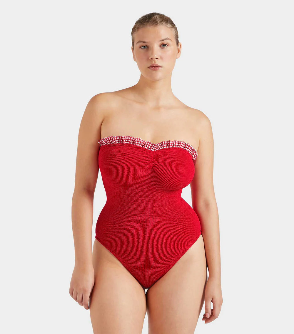Load image into Gallery viewer, Dolly Swim Red Gingham
