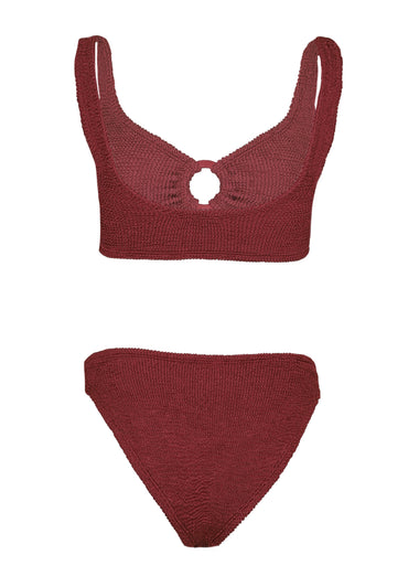 Julia Bikini Fabric Covered Hoops Metallic Rosewood