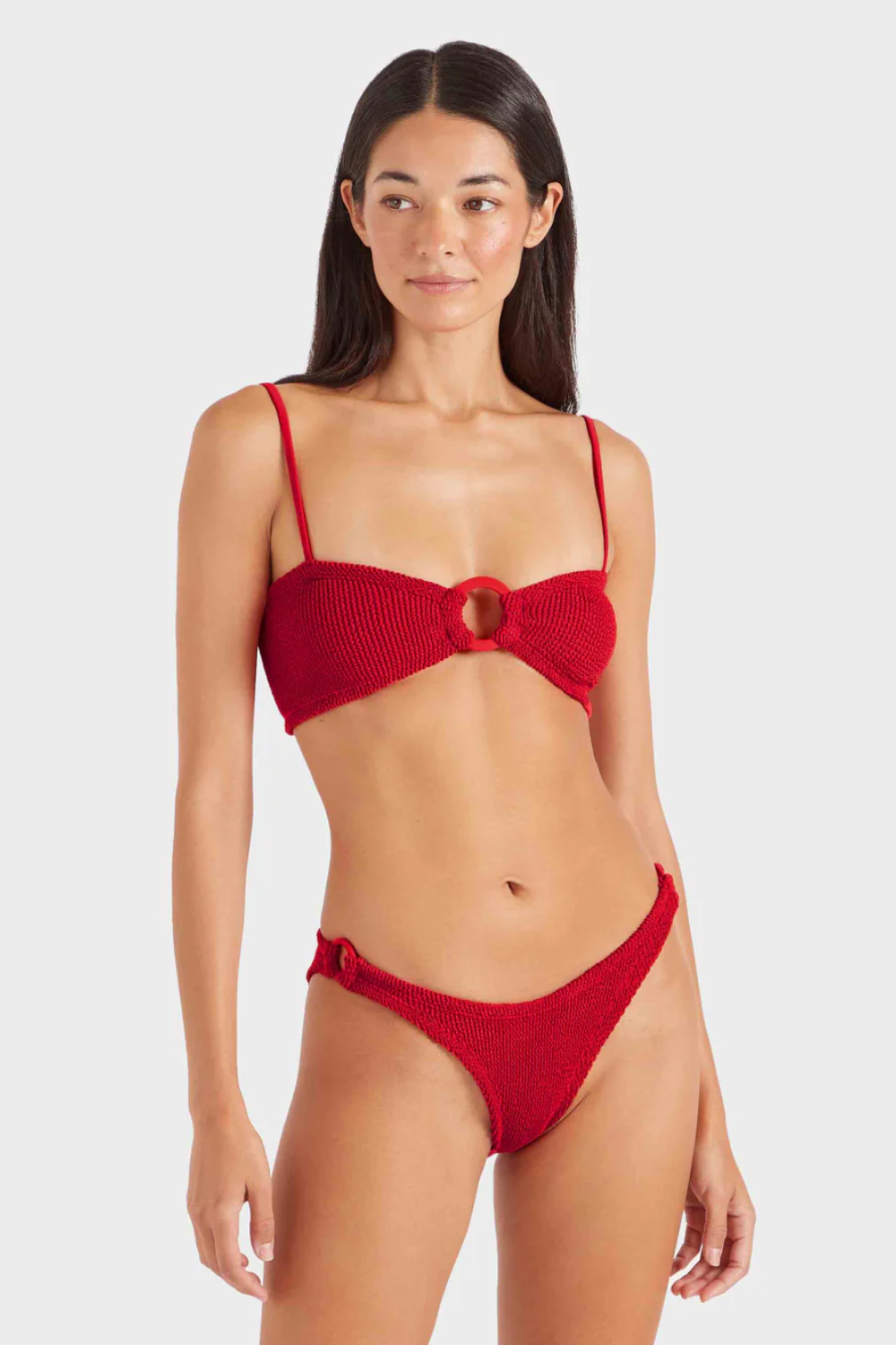 Load image into Gallery viewer, Misty Bikini With Fabric Tonal Hoops Red
