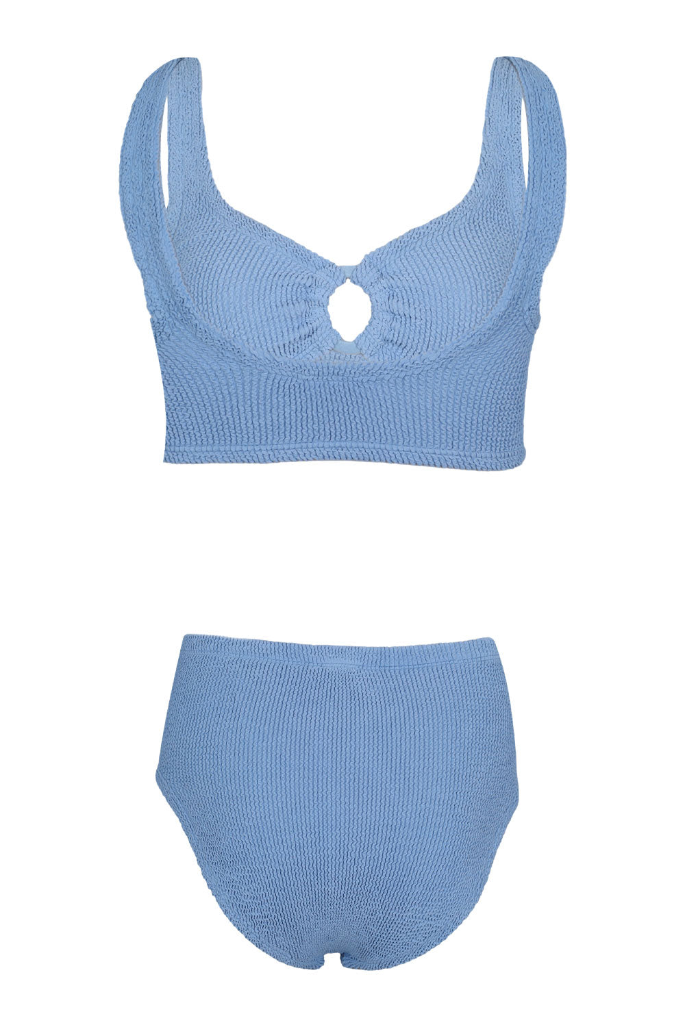 Load image into Gallery viewer, Nadine Bikini Fabric Covered Hoops Cornflower
