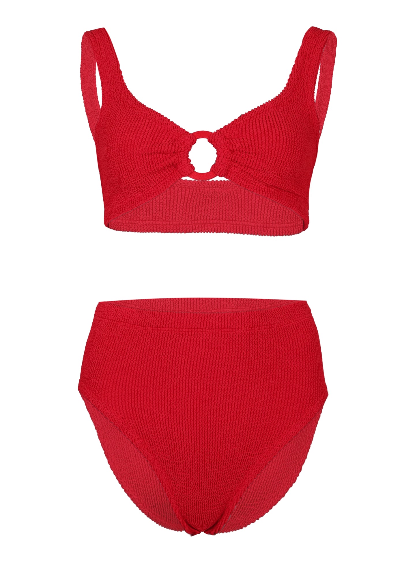 Load image into Gallery viewer, Nadine Bikini Fabric Covered Hoops Red
