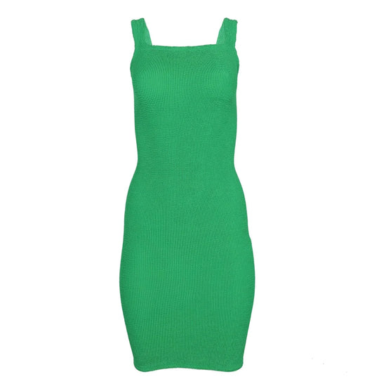 Green Bodycon Tank Dress in Original Crinkle