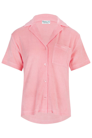 Terry Towelling Cuban Shirt Pink