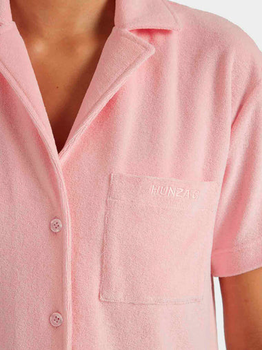 Terry Towelling Cuban Shirt Pink