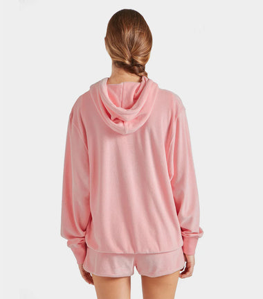 Terry Towelling Hoodie Pink