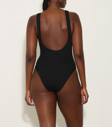 Domino Swim With Fabric Covered Hoops Black - ONE SIZE - One Piece