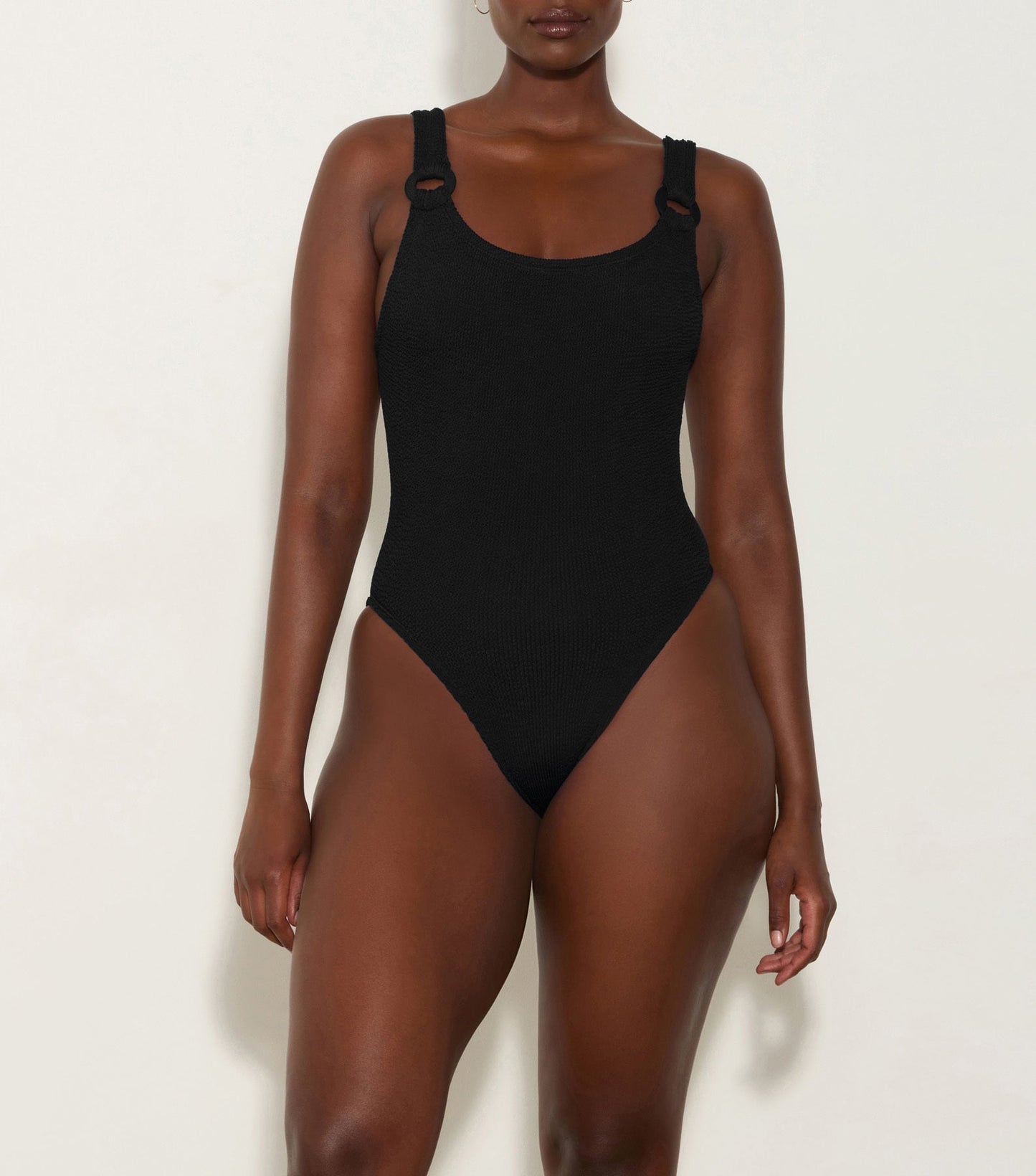 Load image into Gallery viewer, Domino Swim With Fabric Covered Hoops Black - ONE SIZE - One Piece
