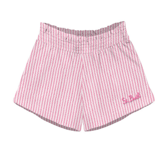 Load image into Gallery viewer, Meave Jr Seersucker Stripes Pink Girl Pullup Short
