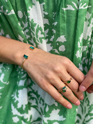 Baby Doll Top In Palladio Block Print Lined Green - Top