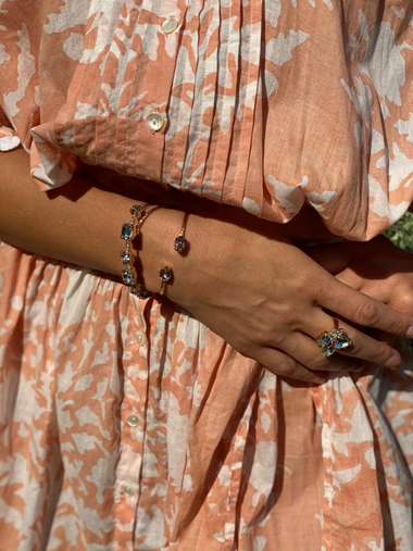 Blouson Dress In Palladio Block Print Jaipur Pink - Dress