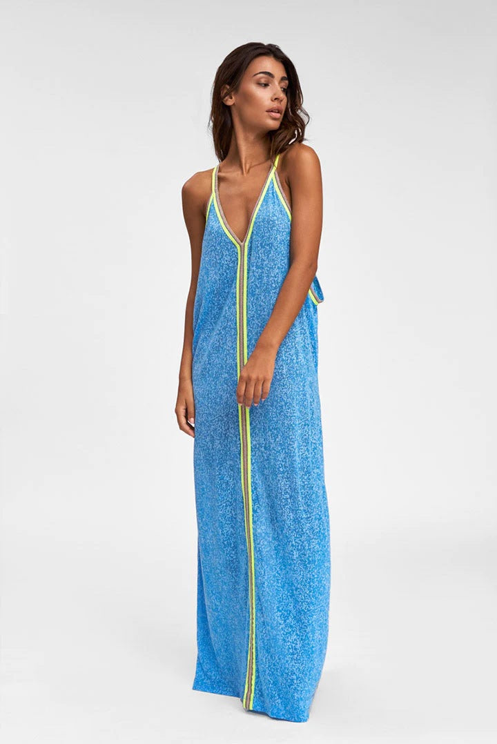 Sleeveless Beach Cover Up - Inca Sundress Blue