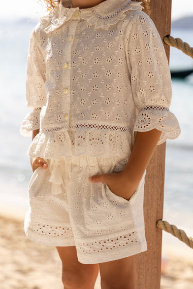 Iris Blouse and Shorts Set Ivory