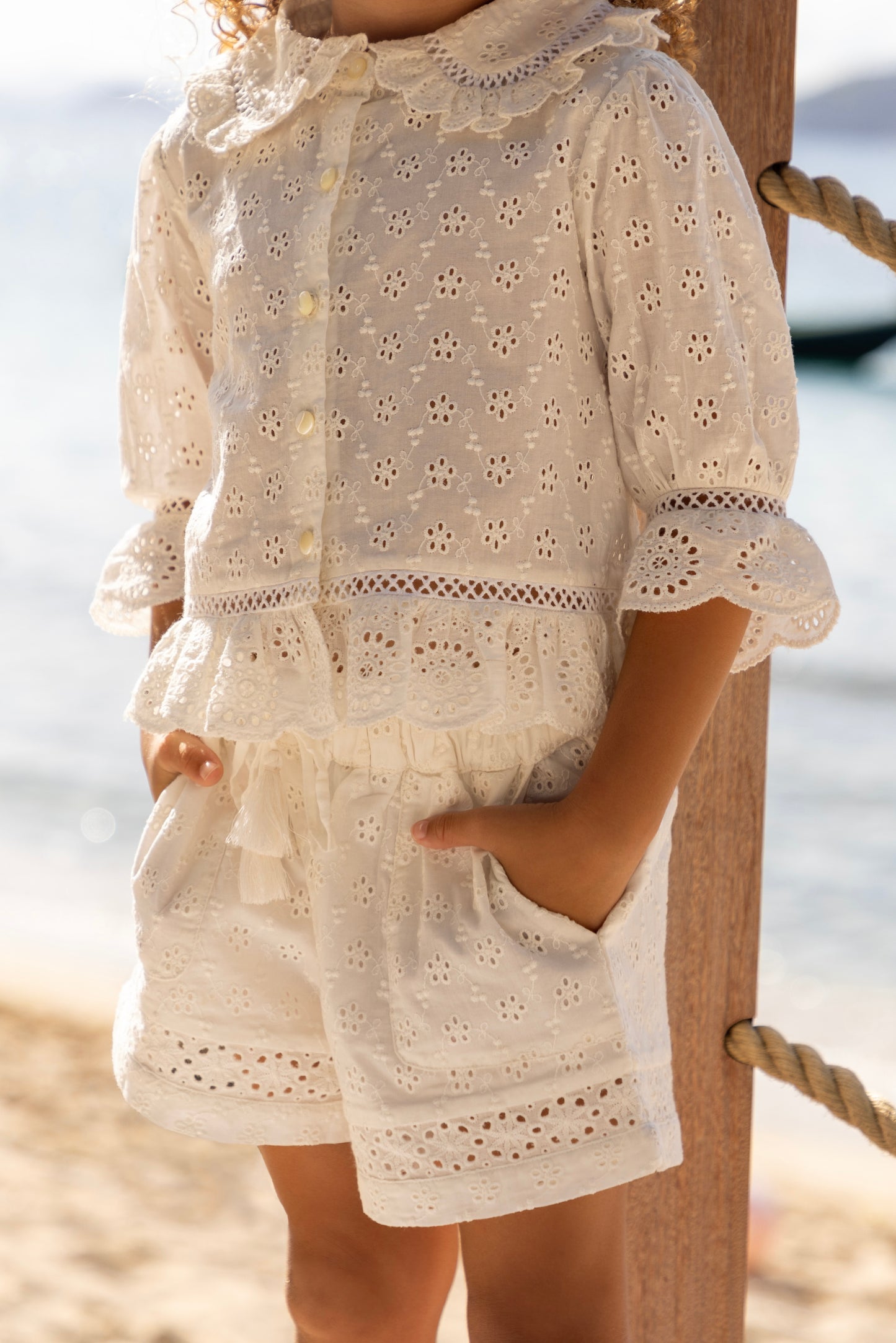 Load image into Gallery viewer, Iris Blouse and Shorts Set Ivory
