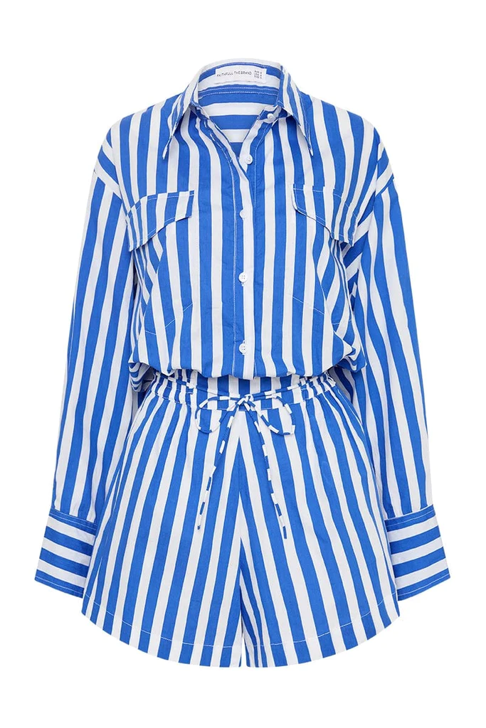 Load image into Gallery viewer, Isole Playsuit Bayou Stripe-Cobalt
