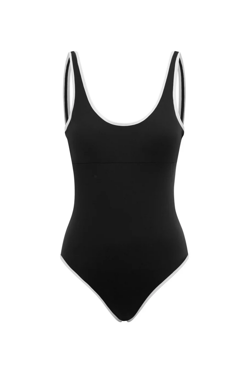 Backless Duo One Piece Black and White Contrast