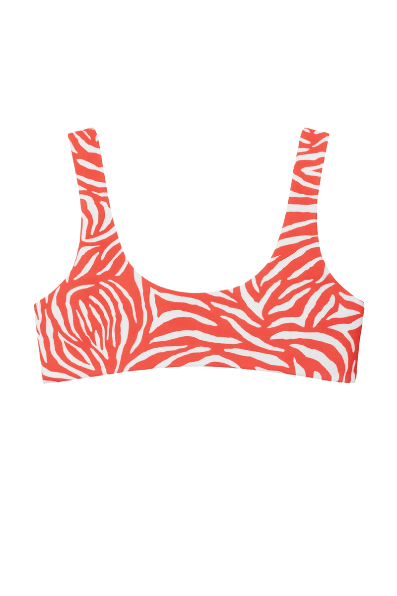 Bikini Crop Top in Red Zebra Print