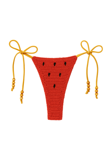 Crochet Tie Bikini Bottom with Cheeky Coverage