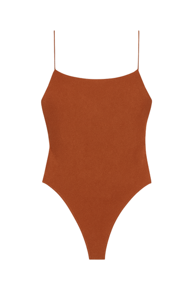 Womens Brown One Piece Swimsuit