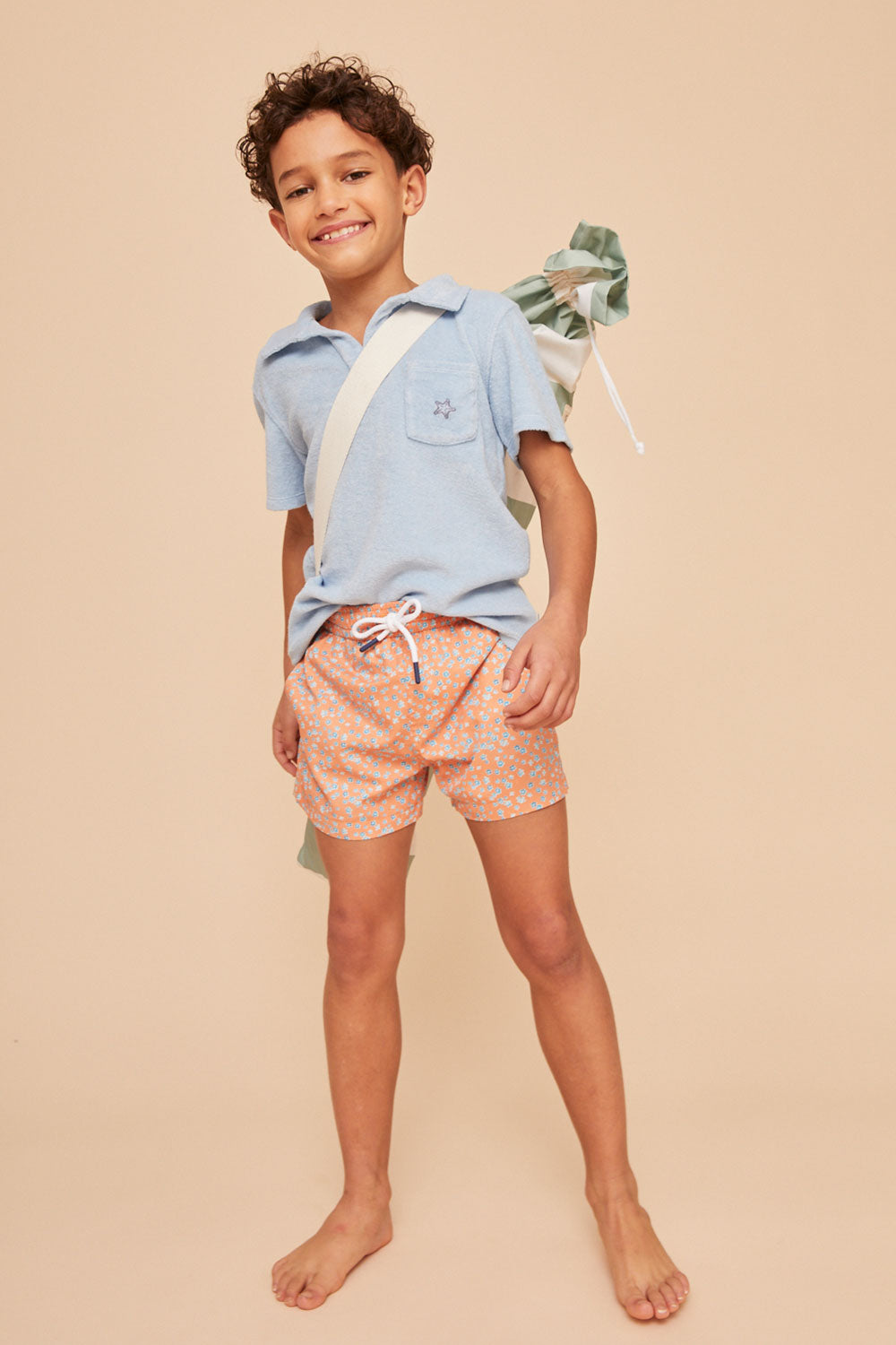 Load image into Gallery viewer, Boys Swimshorts Orange Flowers
