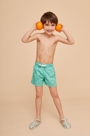 Boys Swimshorts Mint Bandana