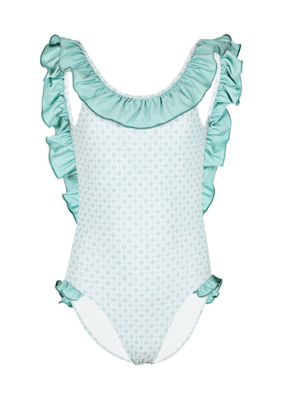 Girls One Piece Kaki Geo
