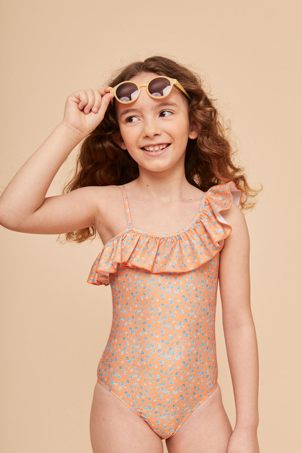 Load image into Gallery viewer, Girls One Piece Orange Flowers
