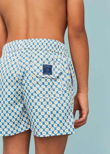 Boy Swim Short Floral Yellow