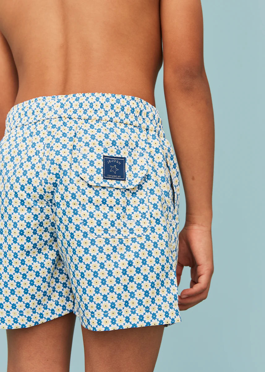 Load image into Gallery viewer, Boy Swim Short Floral Yellow
