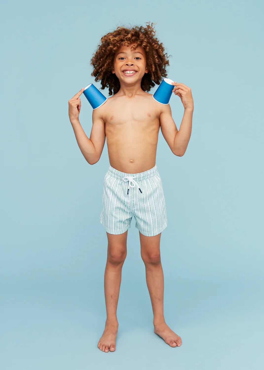 Load image into Gallery viewer, Boy Swim Short Stripe Green

