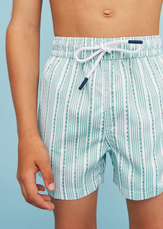 Boy Swim Short Stripe Green