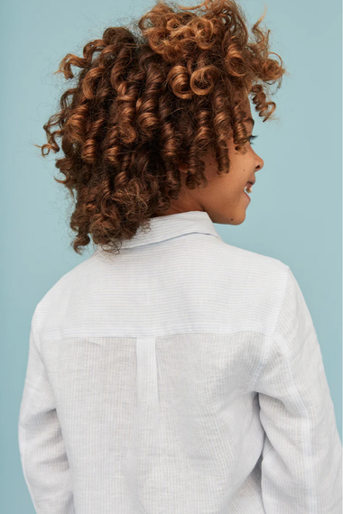 Kaftan Linen Shirt Light Blue Stripes