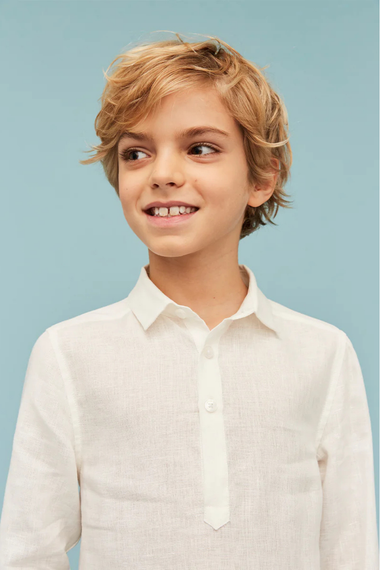 Kaftan Linen Shirt Off White