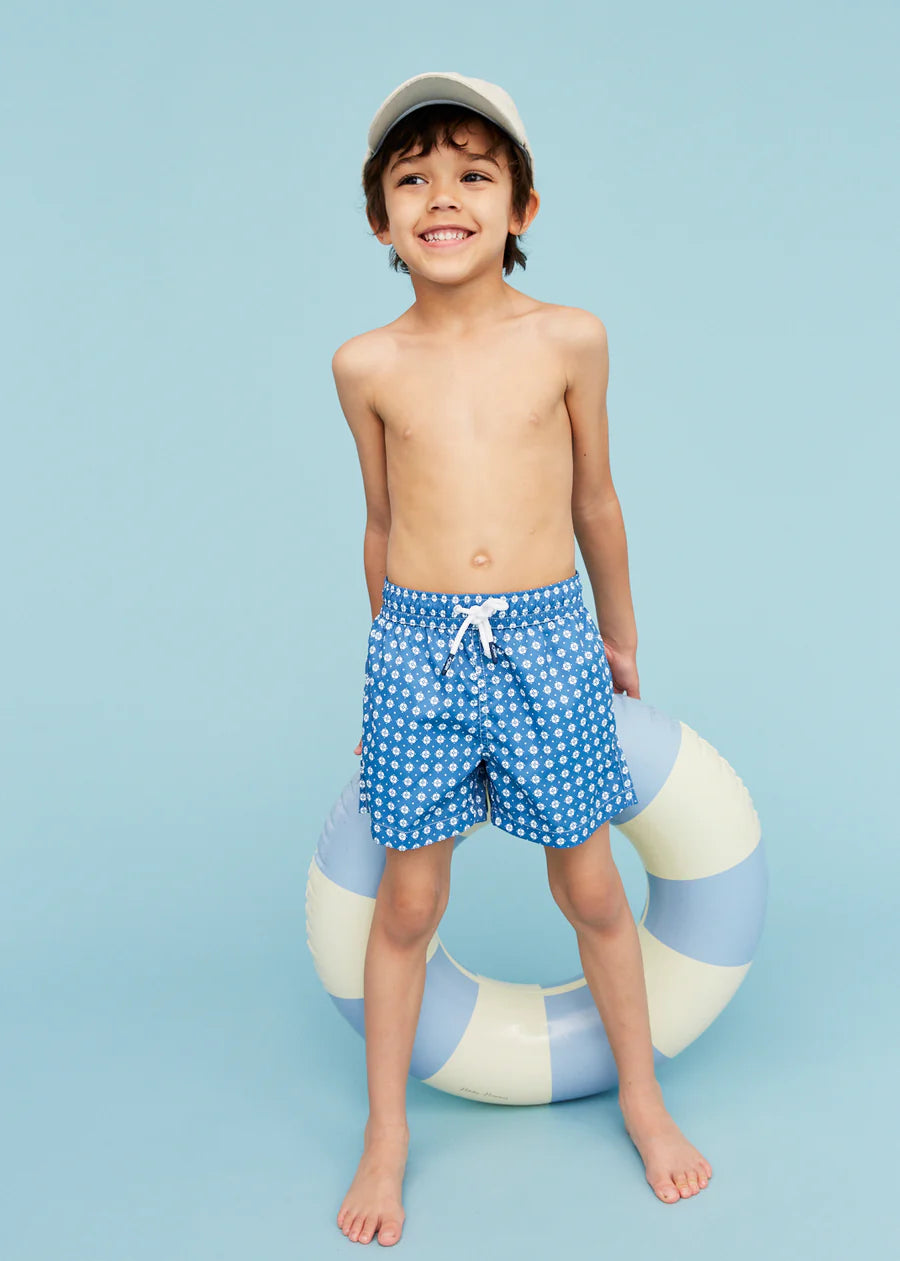 Load image into Gallery viewer, Boy Swim Short Geo Blue

