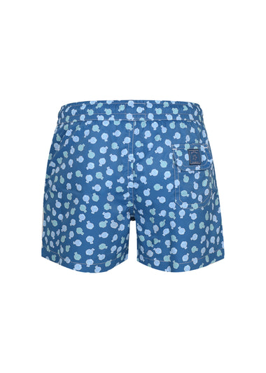 Boy Swim Short Light Navy Puffer Fish