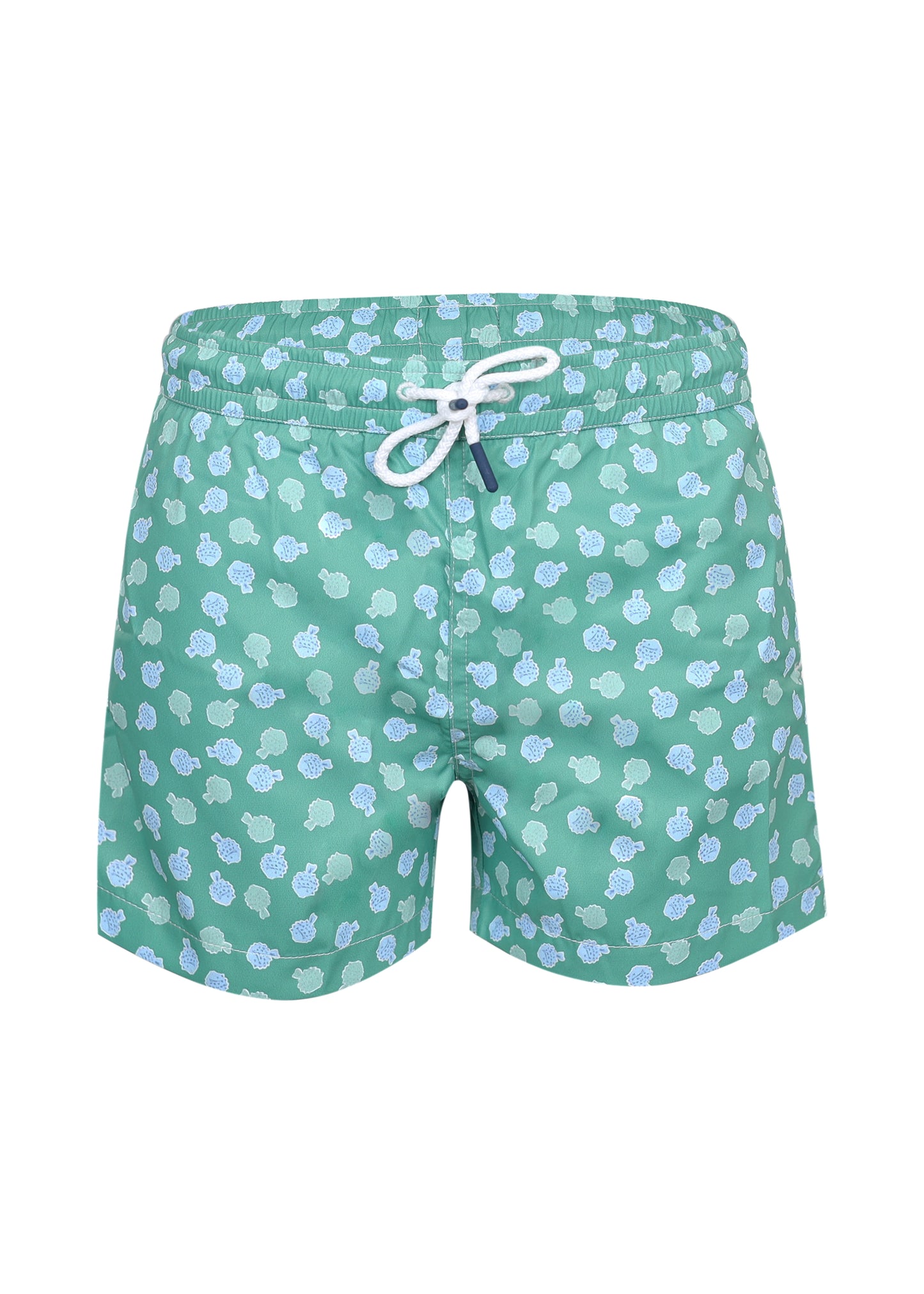 Load image into Gallery viewer, Boy Swim Short Sage Green Puffer Fish
