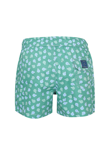 Boy Swim Short Sage Green Puffer Fish