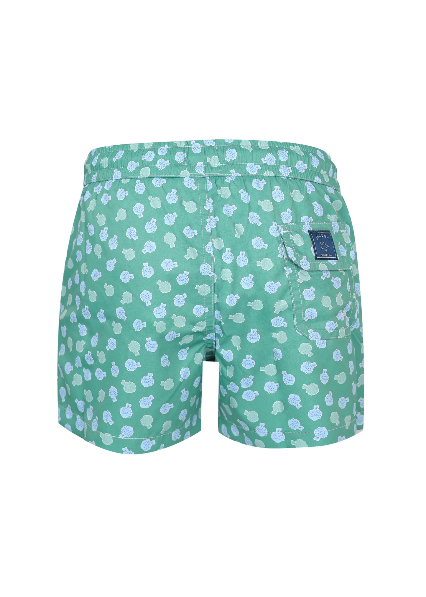 Load image into Gallery viewer, Boy Swim Short Sage Green Puffer Fish
