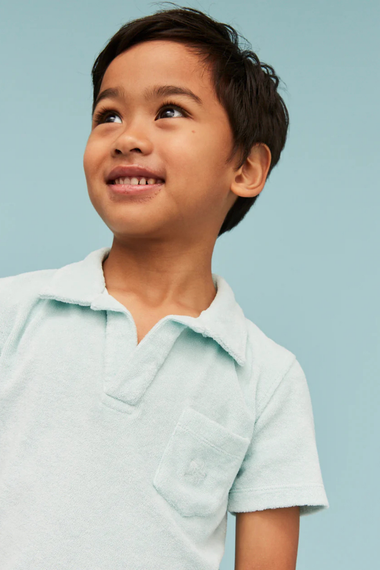 Terry Cotton Polo Shirt Lagoon