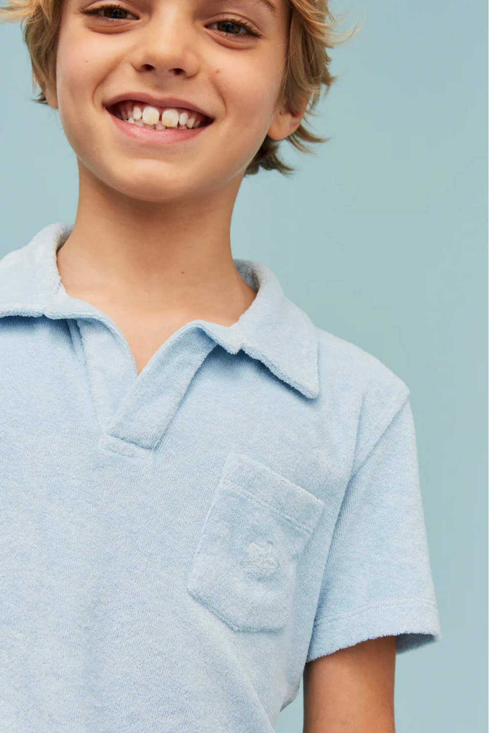 Load image into Gallery viewer, Terry Cotton Polo Shirt Light Blue
