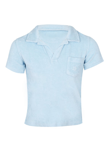 Terry Cotton Polo Shirt Light Blue