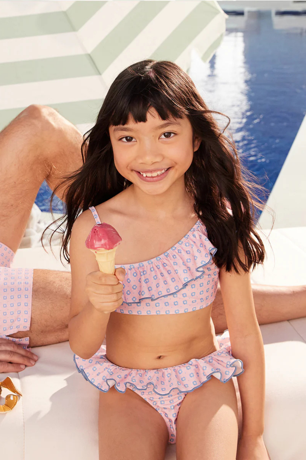 Load image into Gallery viewer, Girl Swimsuit Bikini Geo Pink
