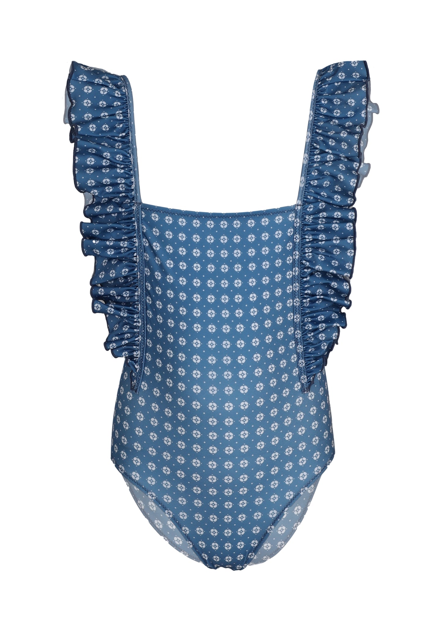 Load image into Gallery viewer, Girl Swimsuit Geo Blue

