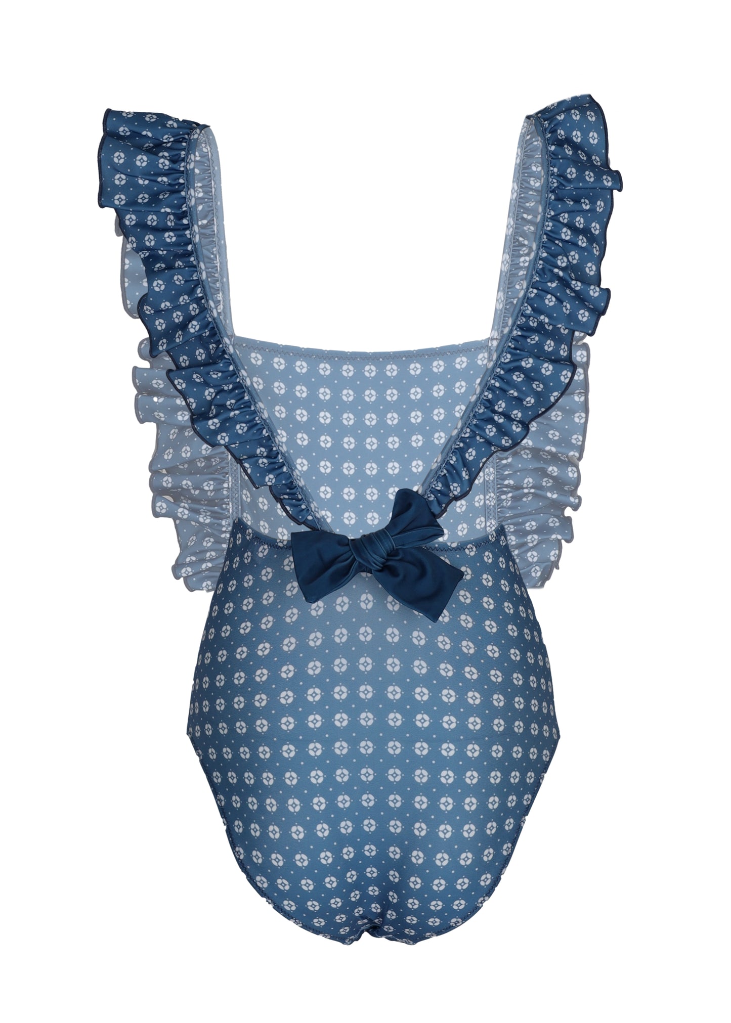 Load image into Gallery viewer, Girl Swimsuit Geo Blue
