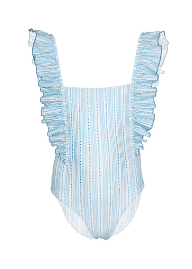 Girl Swimsuit Stripes Blue