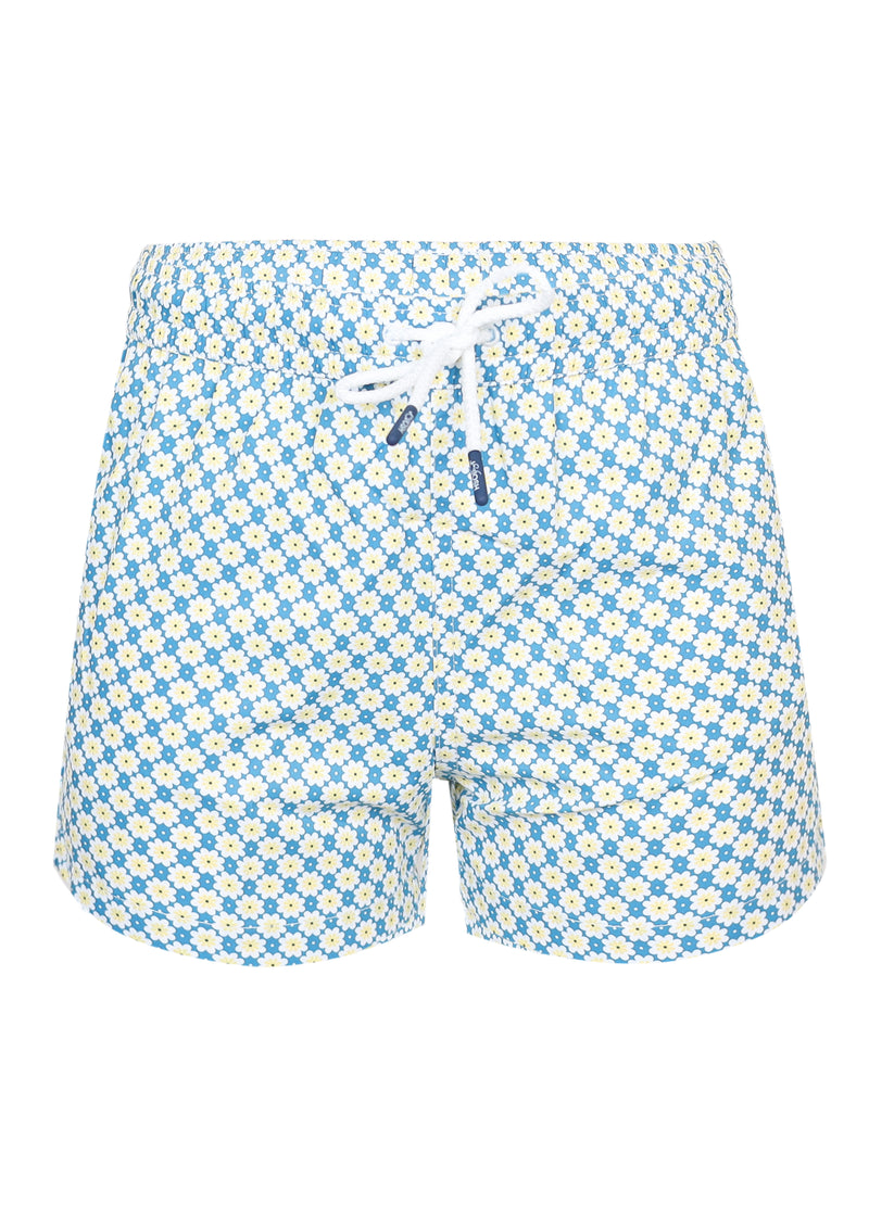 Men Swim Short Floral Yellow