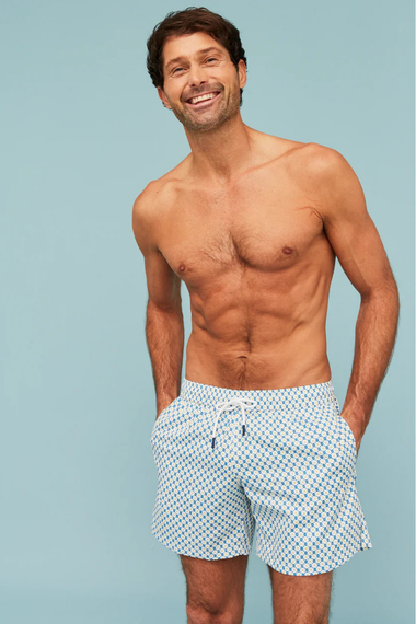 Men Swim Short Floral Yellow