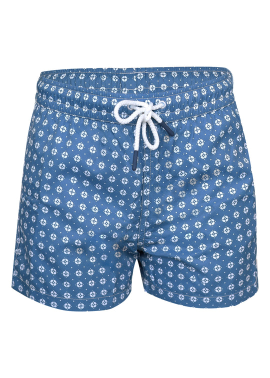 Men Swim Short Geo Blue