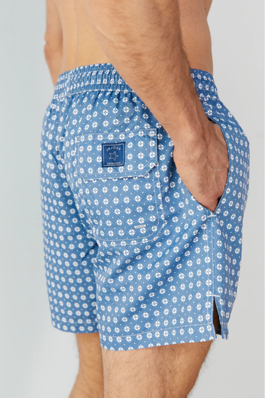 Men Swim Short Geo Blue