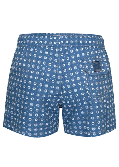 Men Swim Short Geo Blue